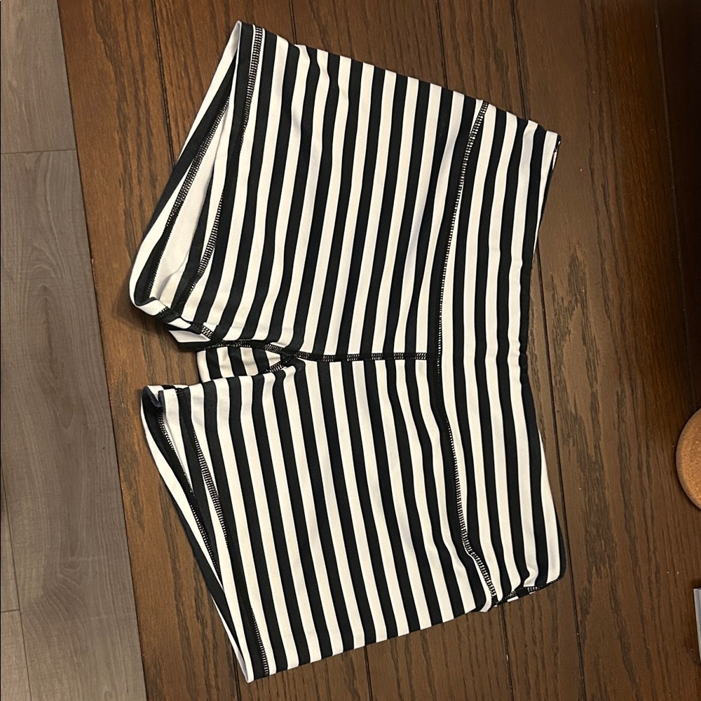 Born Primitive Black and White Striped Bike Shorts